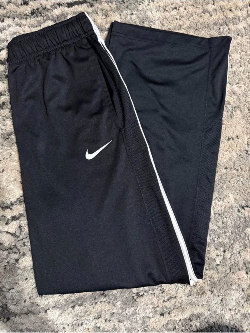 Nike Black Jogger Pants with White Swoosh & Side Trim